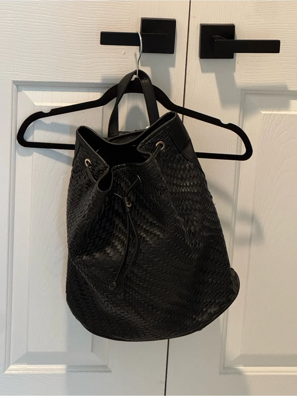 Deux lux Black Woven Drawstring Backpack